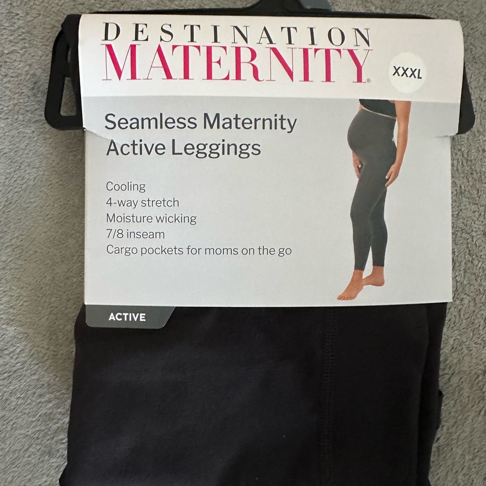 Destination Maternity Seamless 7/8 Active Leggings Cargo Pockets 3XL